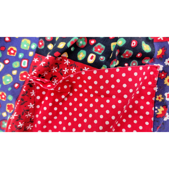 Vintage 70s Neiman Marcus Cotton Patchwork Apron Polka Dot Pockets Retro Kitchen - Picture 3 of 8